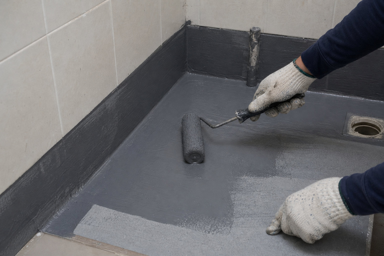 Aplikasi membran waterproofing DIY pada lantai dan bucu bilik air